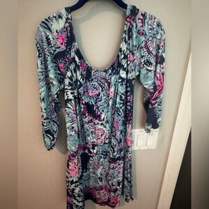 Lilly Pulitzer Blue and Pink Patterned Romper